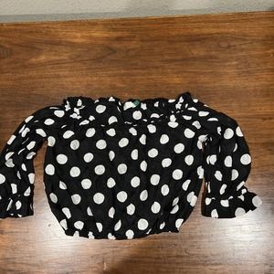 Rixo Shirt Women XS‎ Kerry Off The Shoulder Blouse Black Polka Dot
